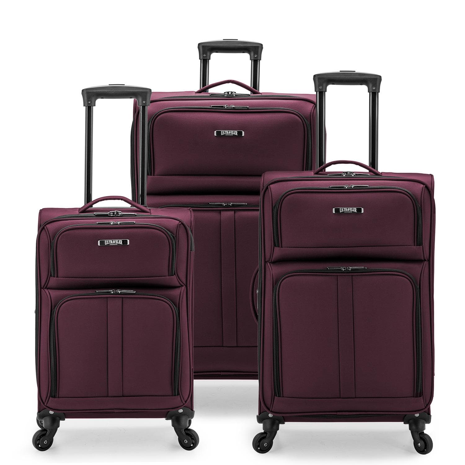 Anzio 3-Piece Softside Expandable Spinner Luggage Set, Dark Grey