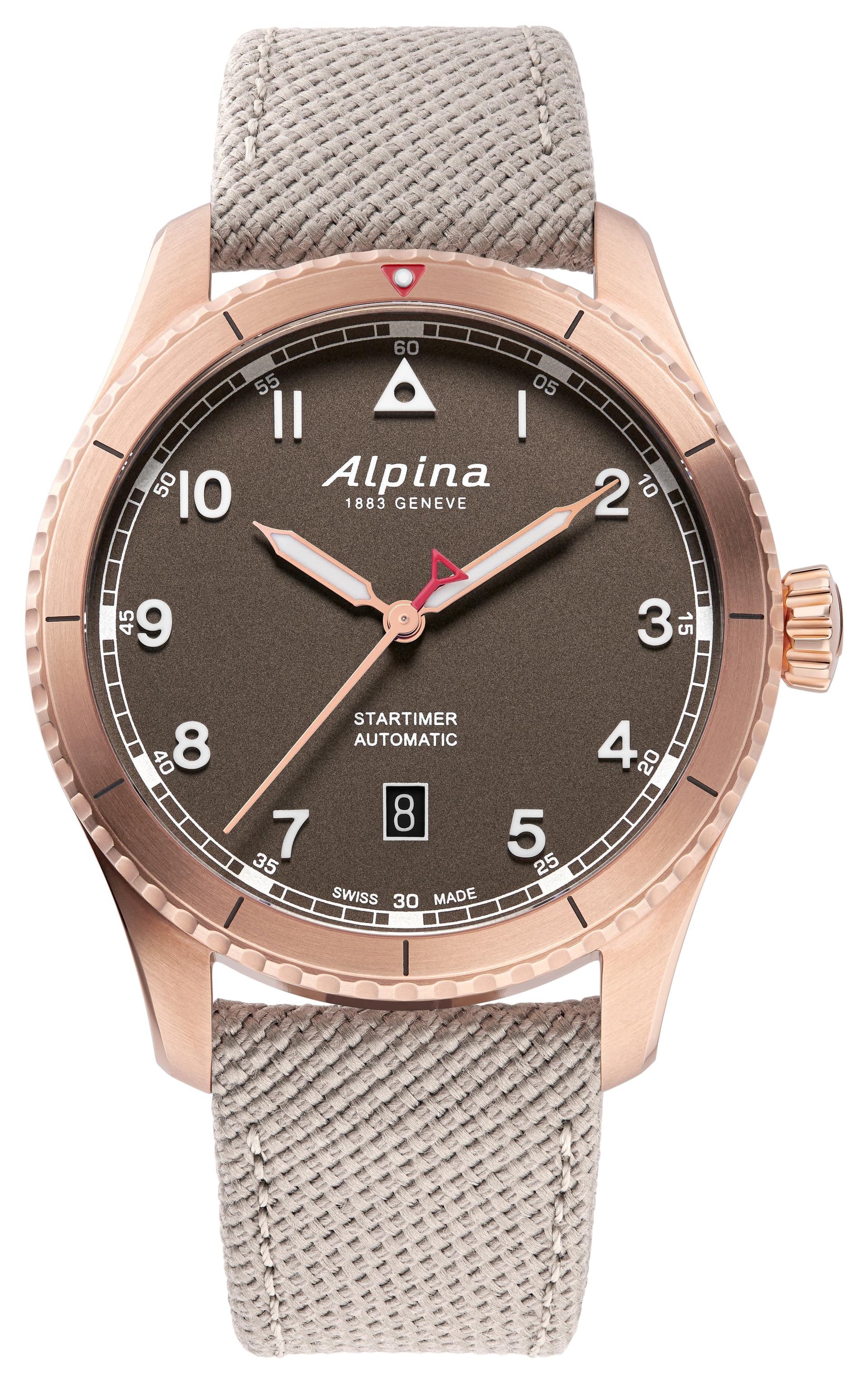 Men's Alpina Startimer Polyurethane Strap watch, Brown dial