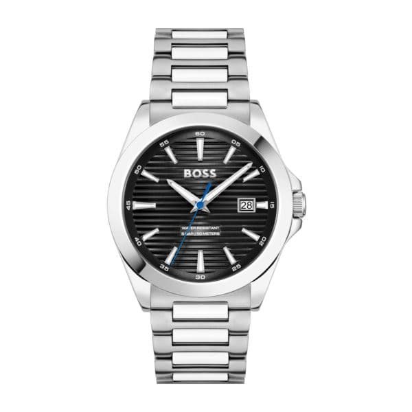 Boss Strike Gents. Stainless Steel Case & Bracelet. Black Dial.