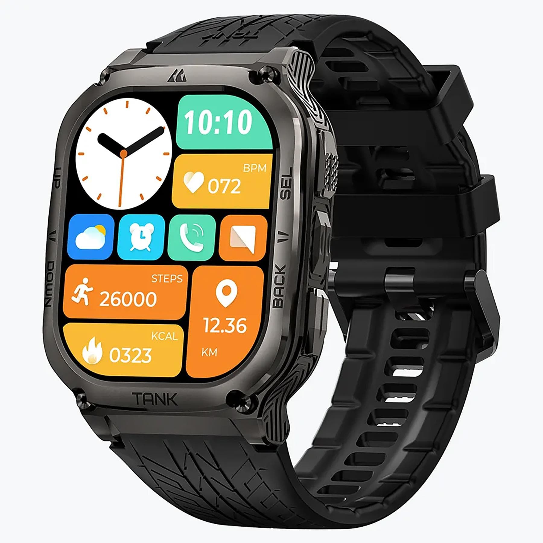 TANK M3 Smartwatch with 1.96-In.-AMOLED Touch Screen -black