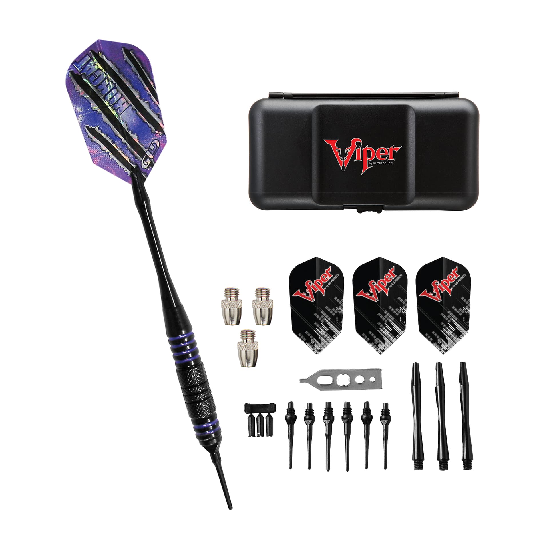 Viper Bobcat Adjustable Soft Tip Darts Purple Rings 16-18 Grams