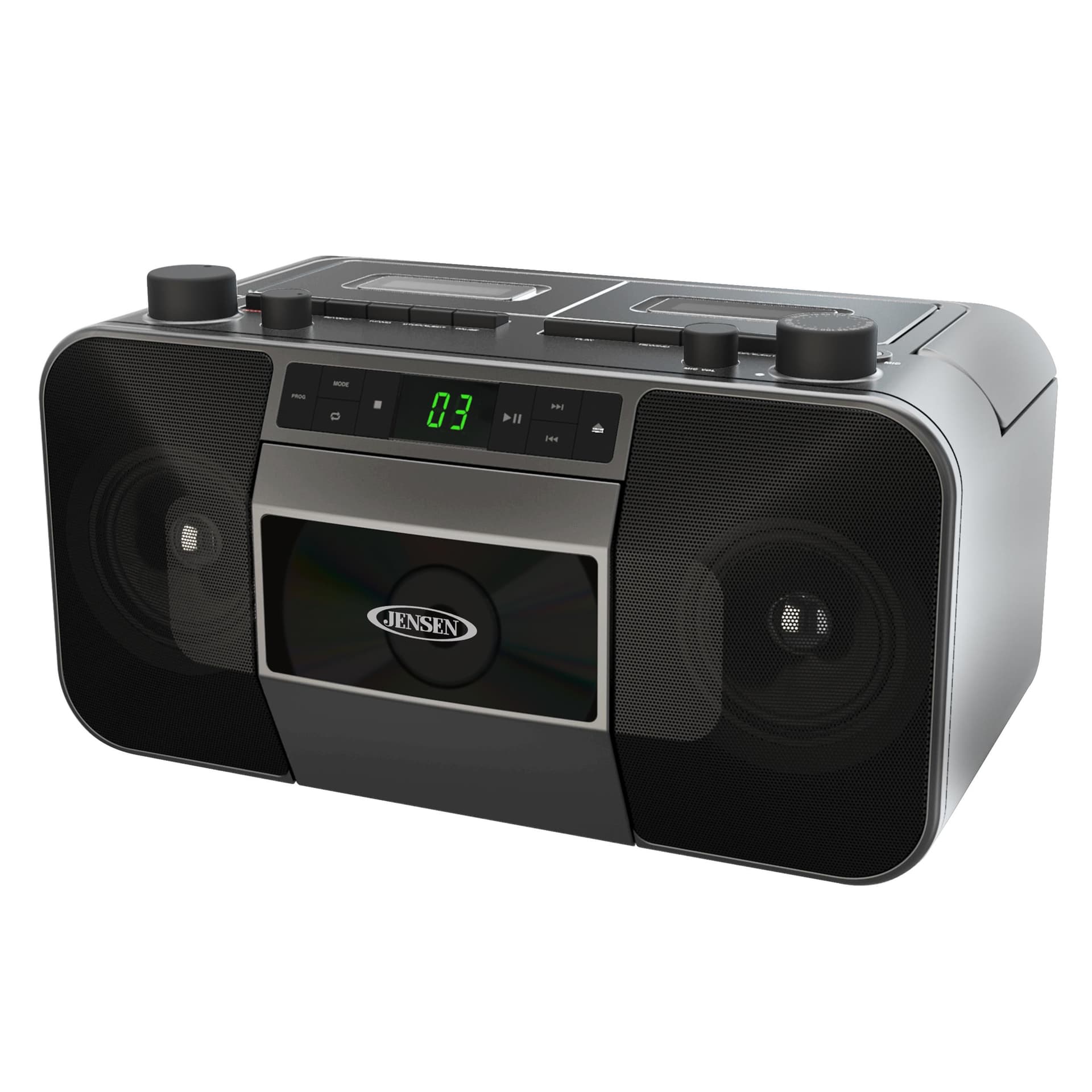 Portable Stereo CD Player Dual Cassette Deck Recorder with AM/FM Radio
