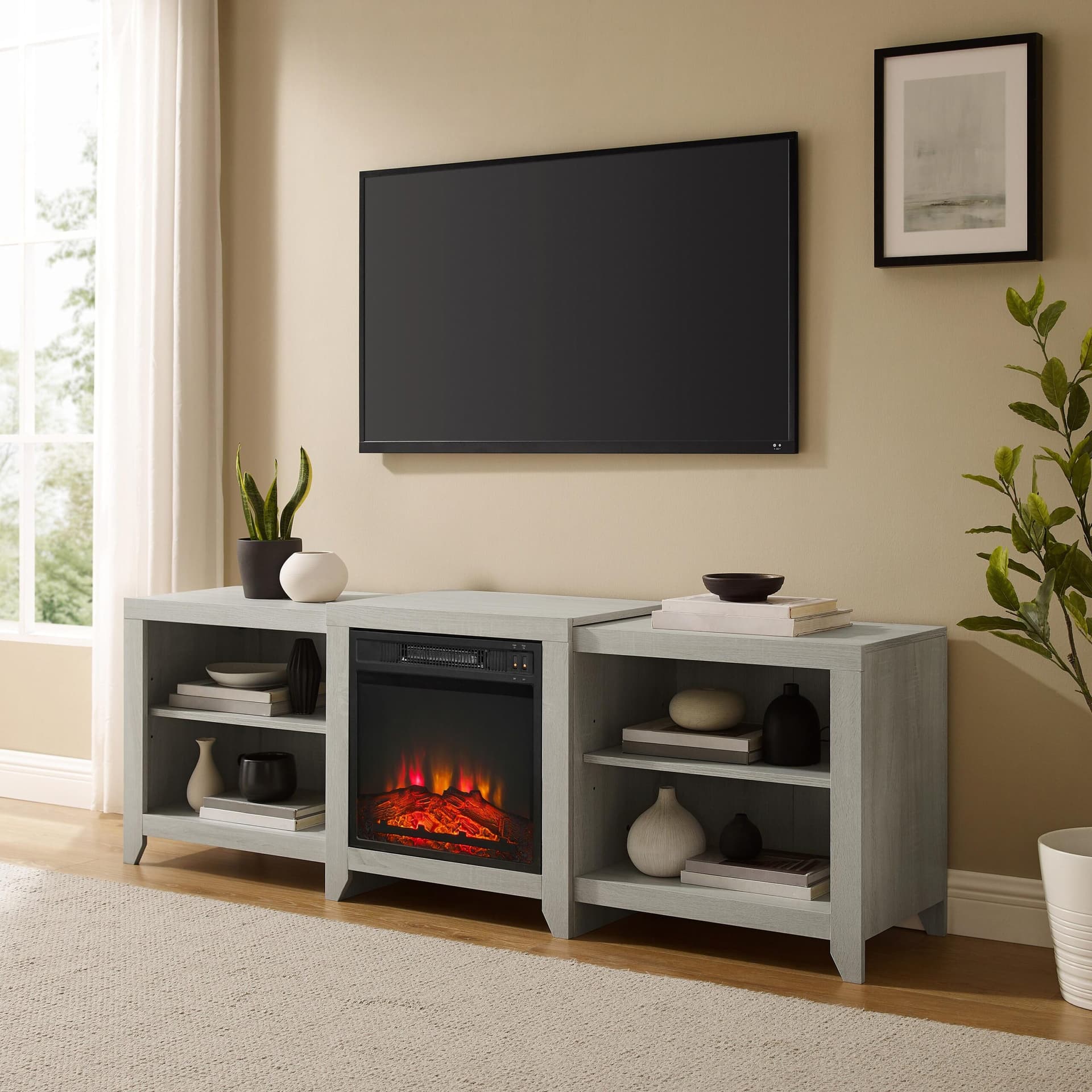Ronin Low Profile Fireplace Tv Stand For 75+ Inch Tv