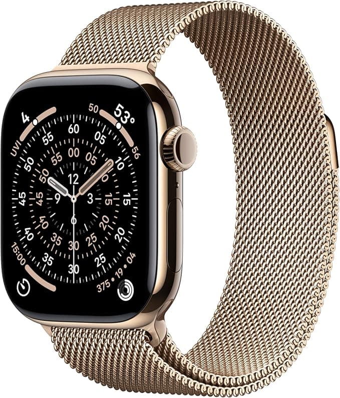 Apple Watch Series 11 GPS + Cellular 42mm Gold Titanium Case with Gold Milanese Loop