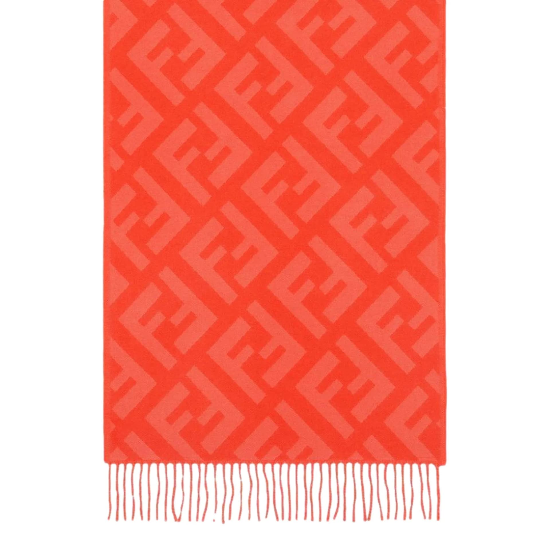 Fendi FF Print Tulip Woven Cashmere Fringe Scarf