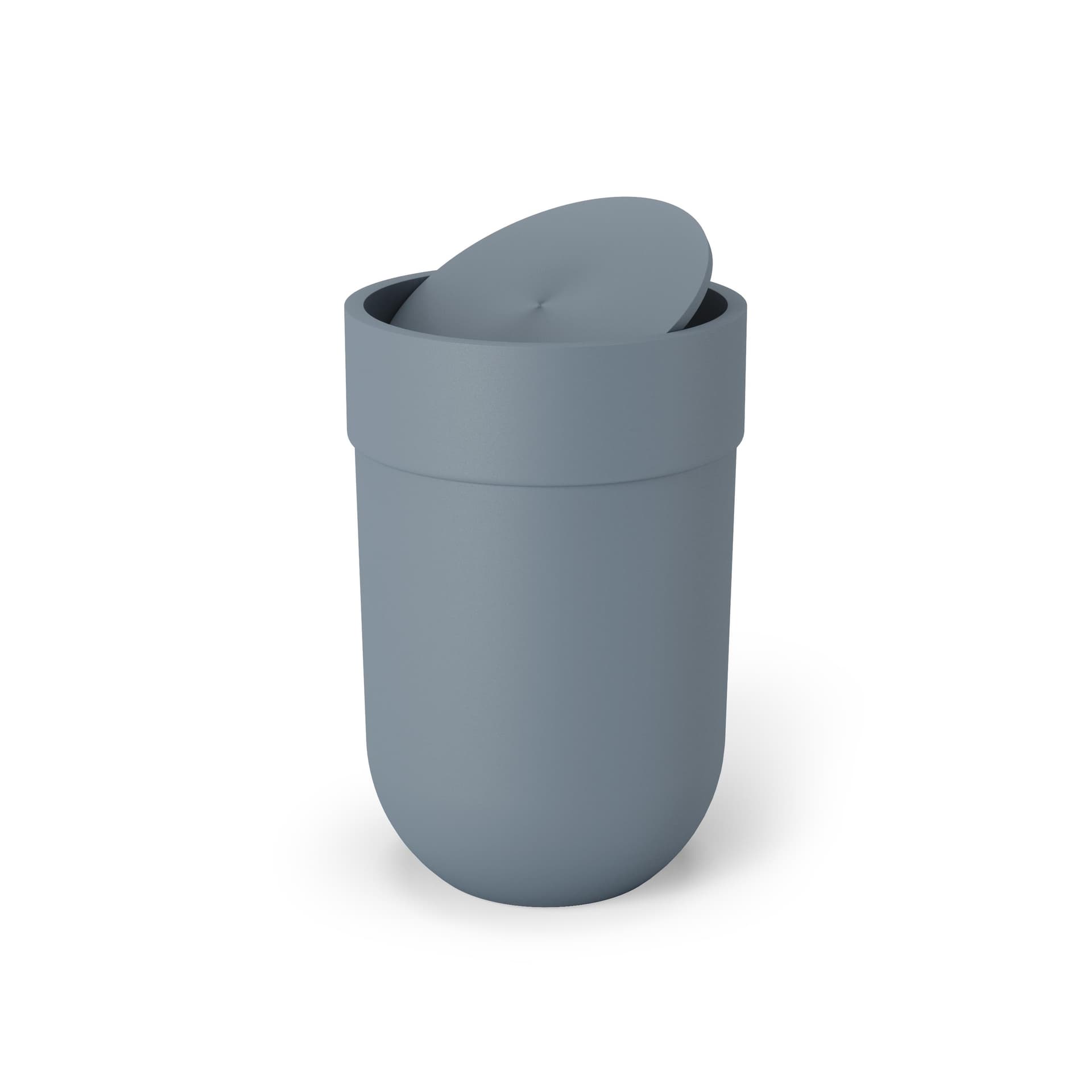 Touch Waste Can W Lid Slate Blue
