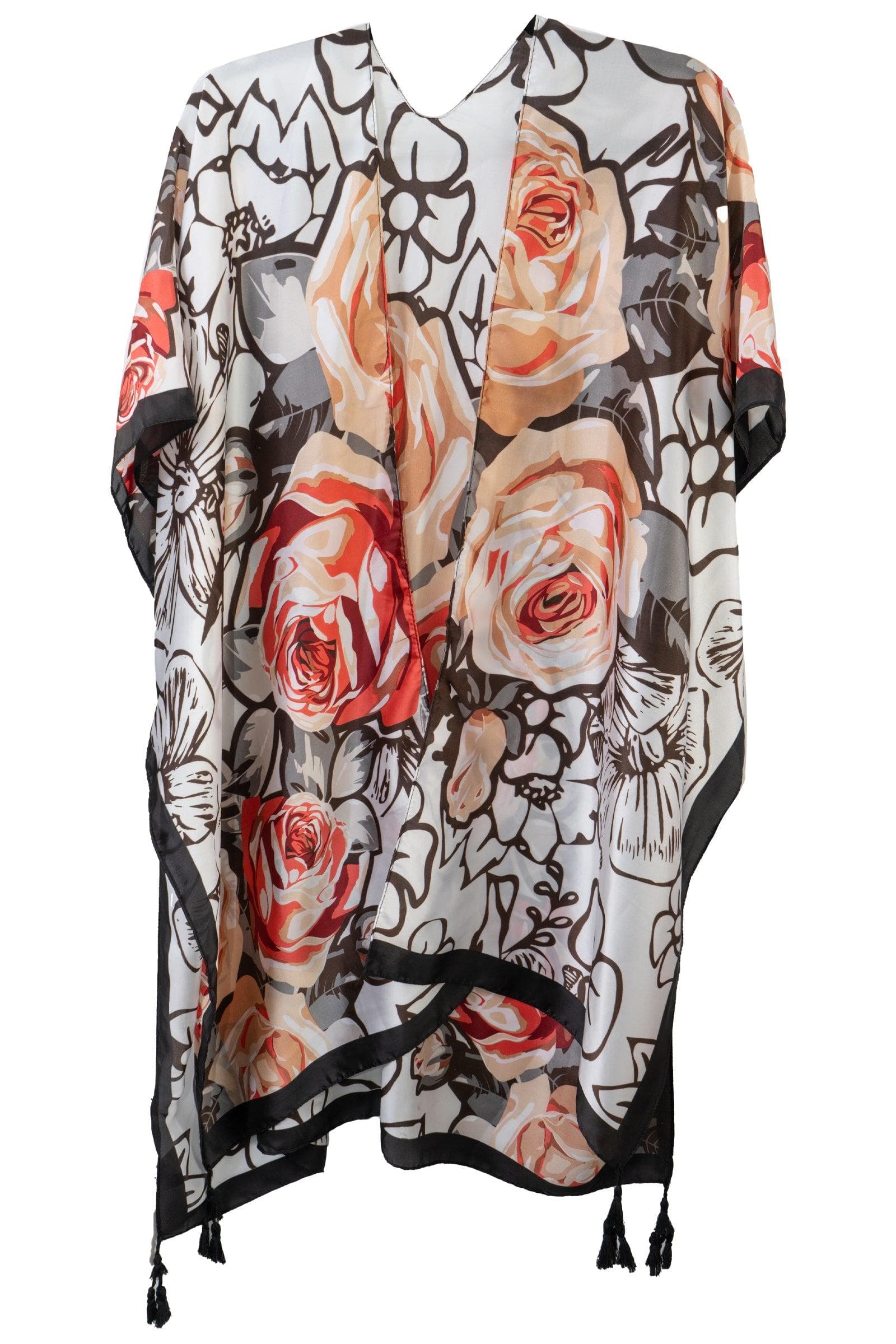 Abstract Floral Rose Kimono