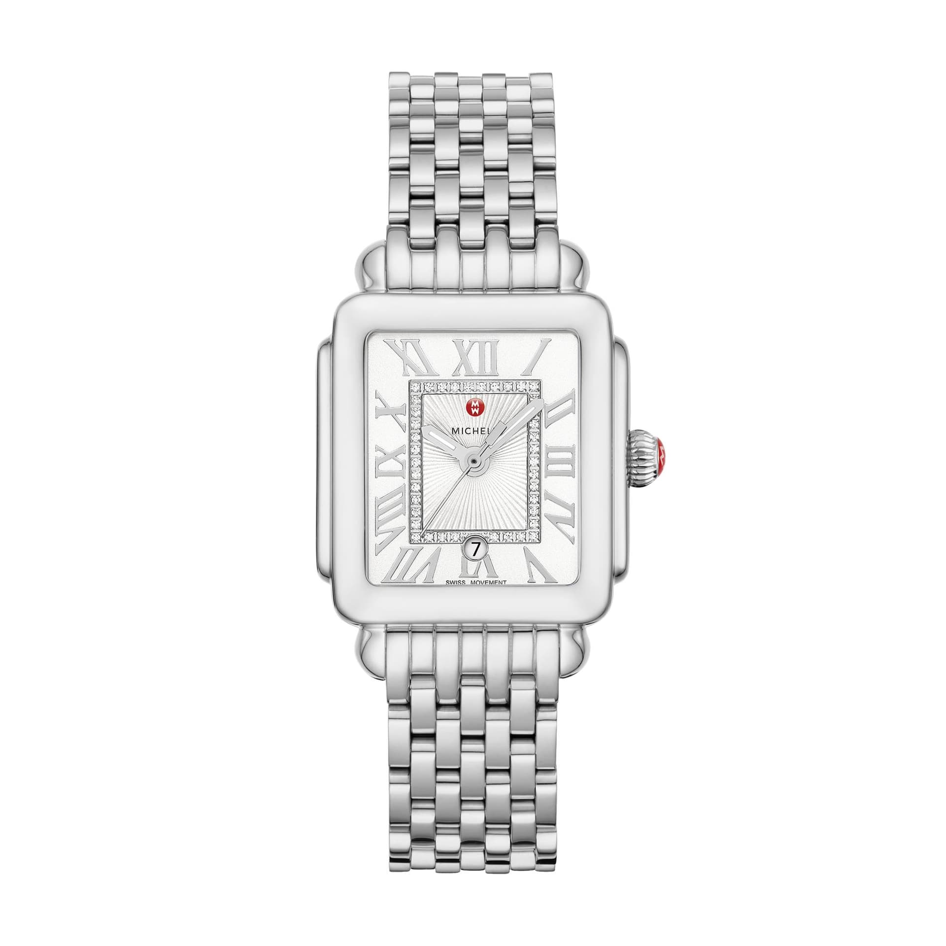 Ladies Deco Madison Mid Silver-Tone Diamond Watch 40 Diamonds