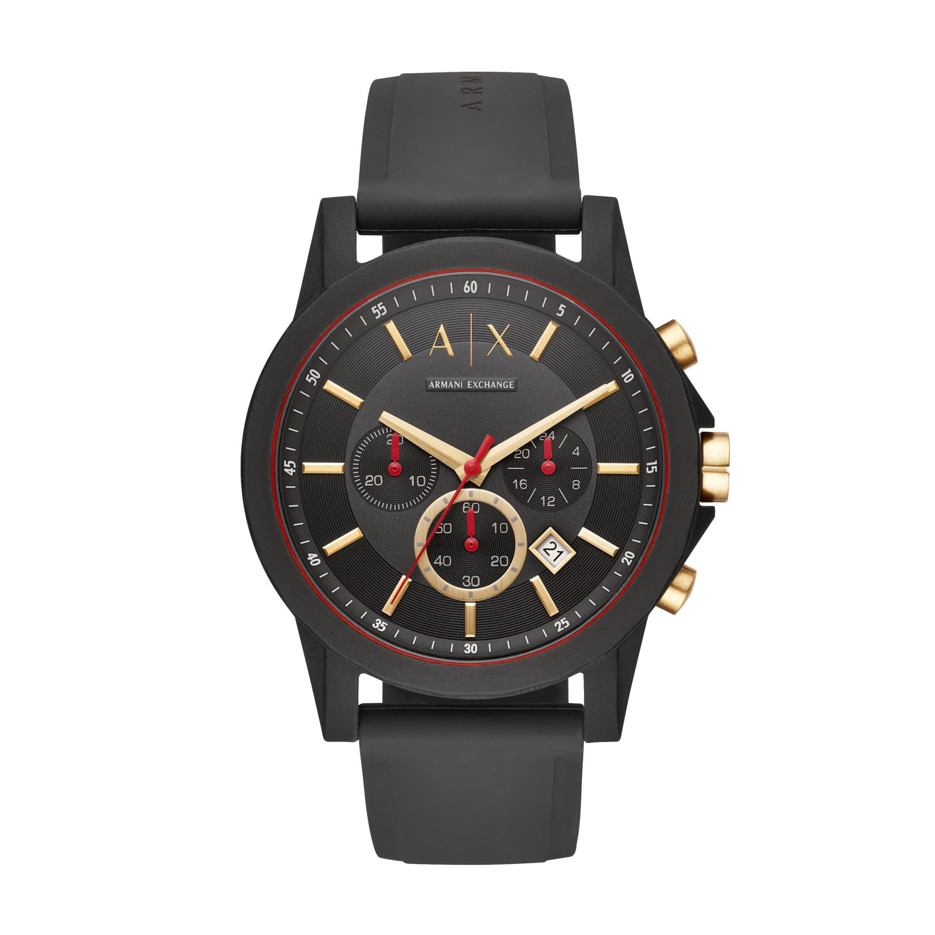 Mens Outerbanks Chronograph Blue Silicone Strap Watch Gold & Blue Dial