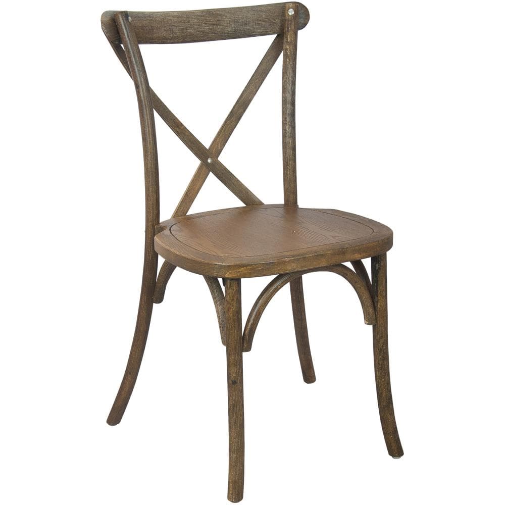 Hand Scraped Dark Natural X-Back Chair