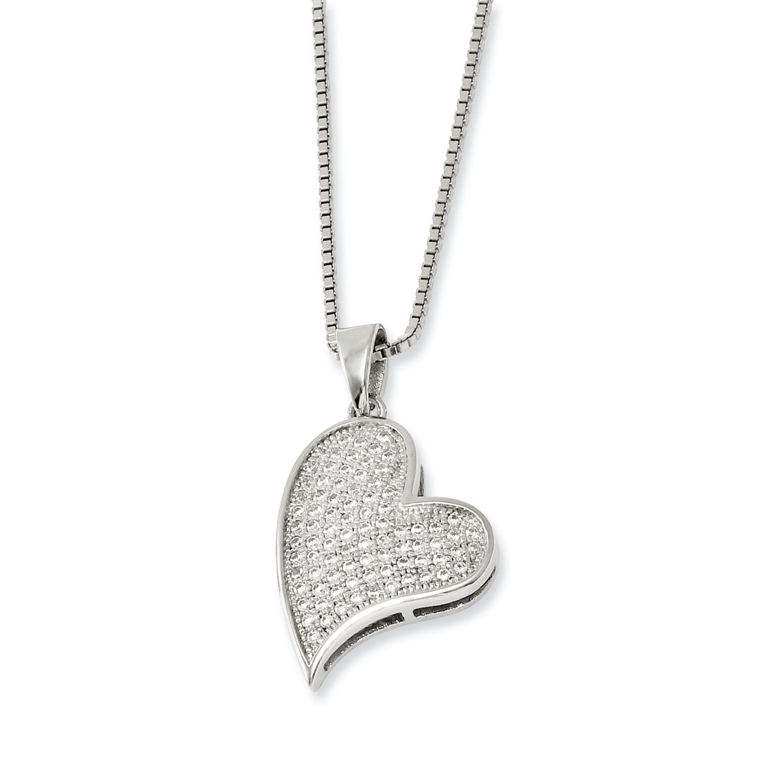 Sterling Silver and CZ Heart Necklace