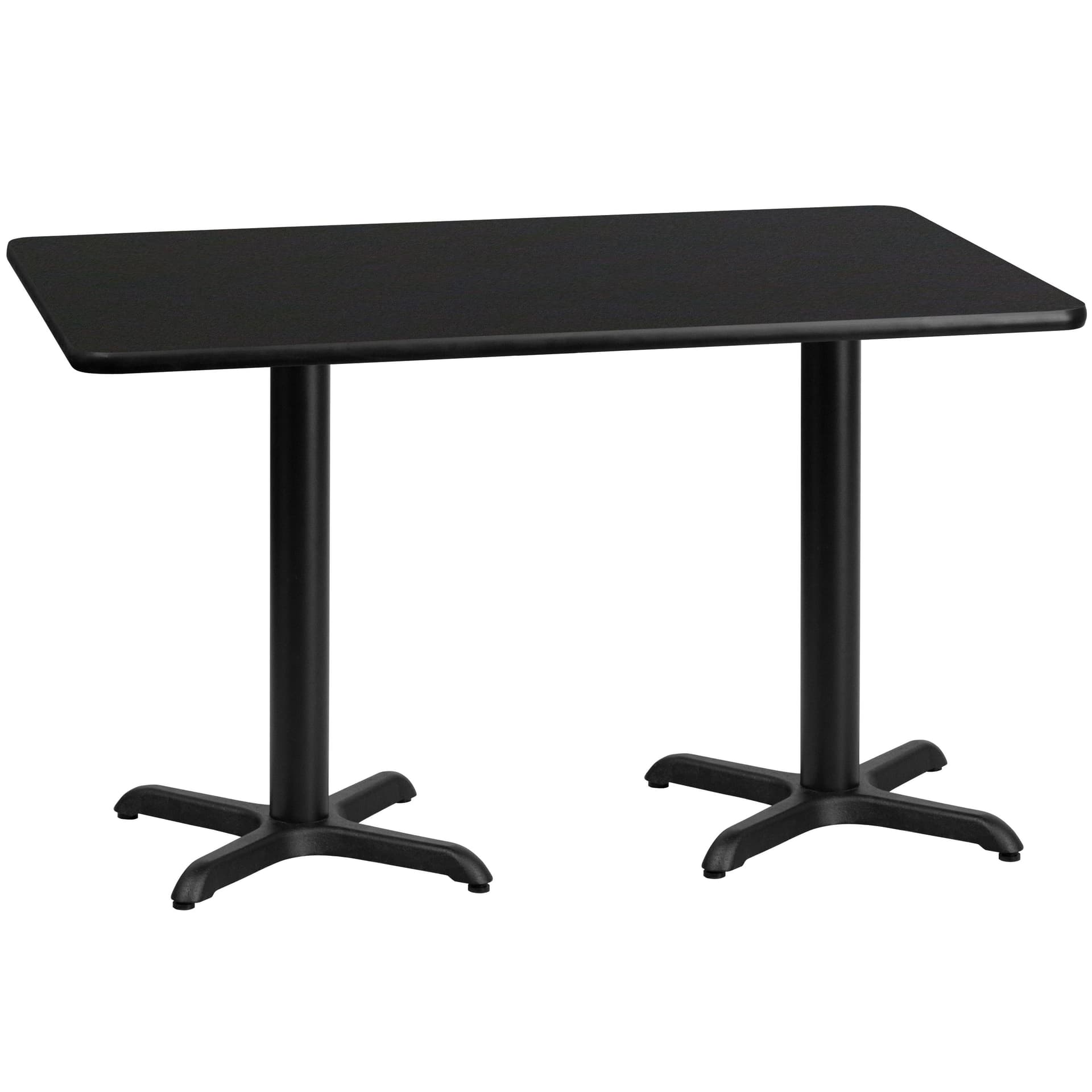 30" x 60" Rectangular Black Laminate Table Top & 22" x 22" Table Height Bases