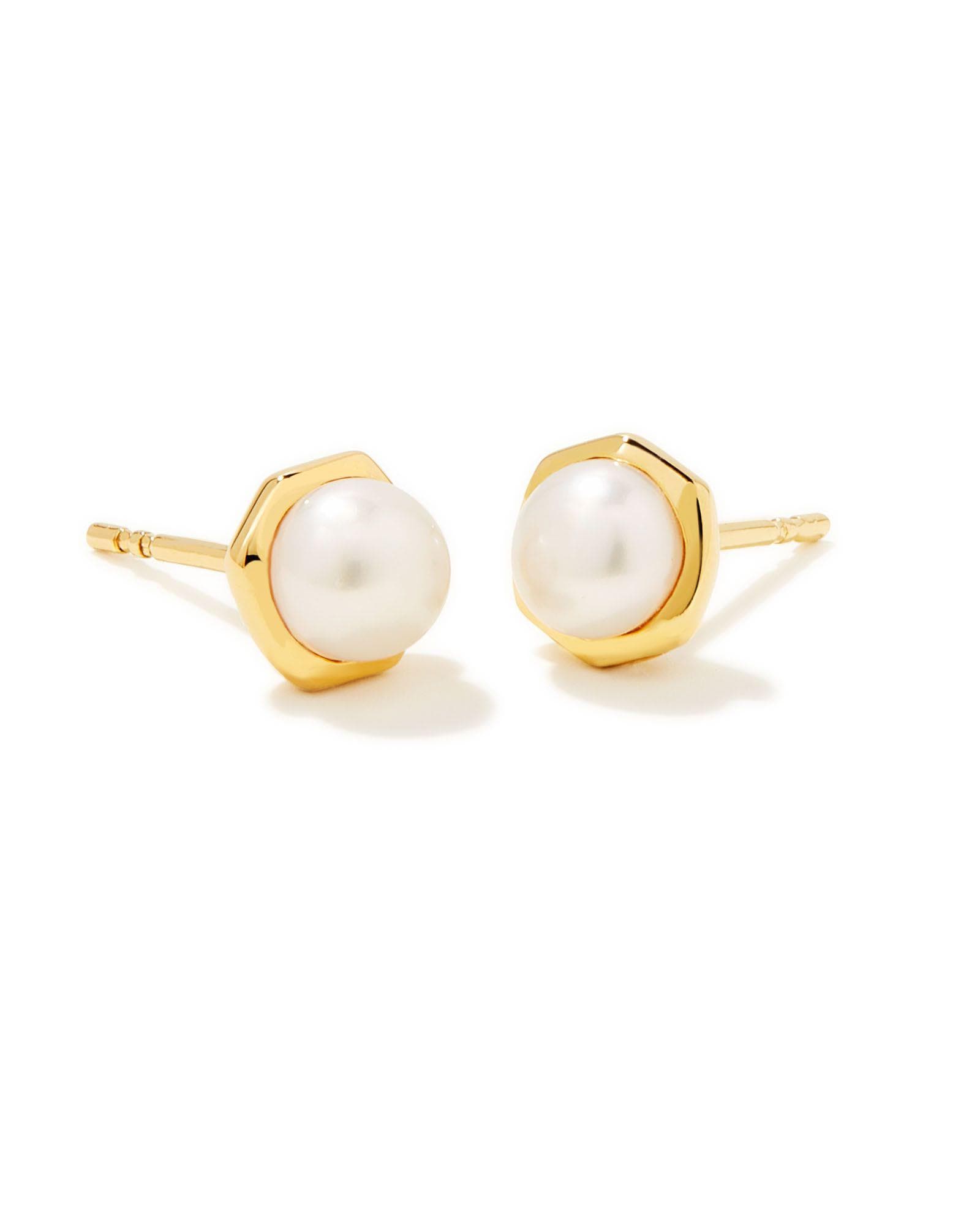 Davie Pearl 18K Gold Vermeil Stud Earrings in Freshwater Cultured Pearl