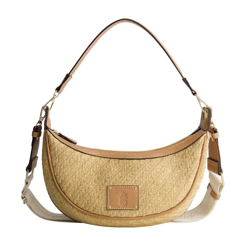 Raffia Crescent Hobo Bag