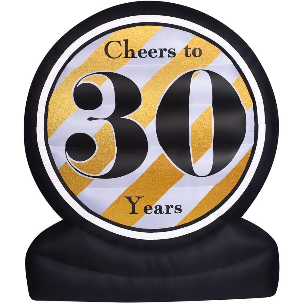 8-Ft. Tall Cheers to 30 Years Birthday or Anniversary Milestone, Outdoor Blow-Up Inflatable with Lig