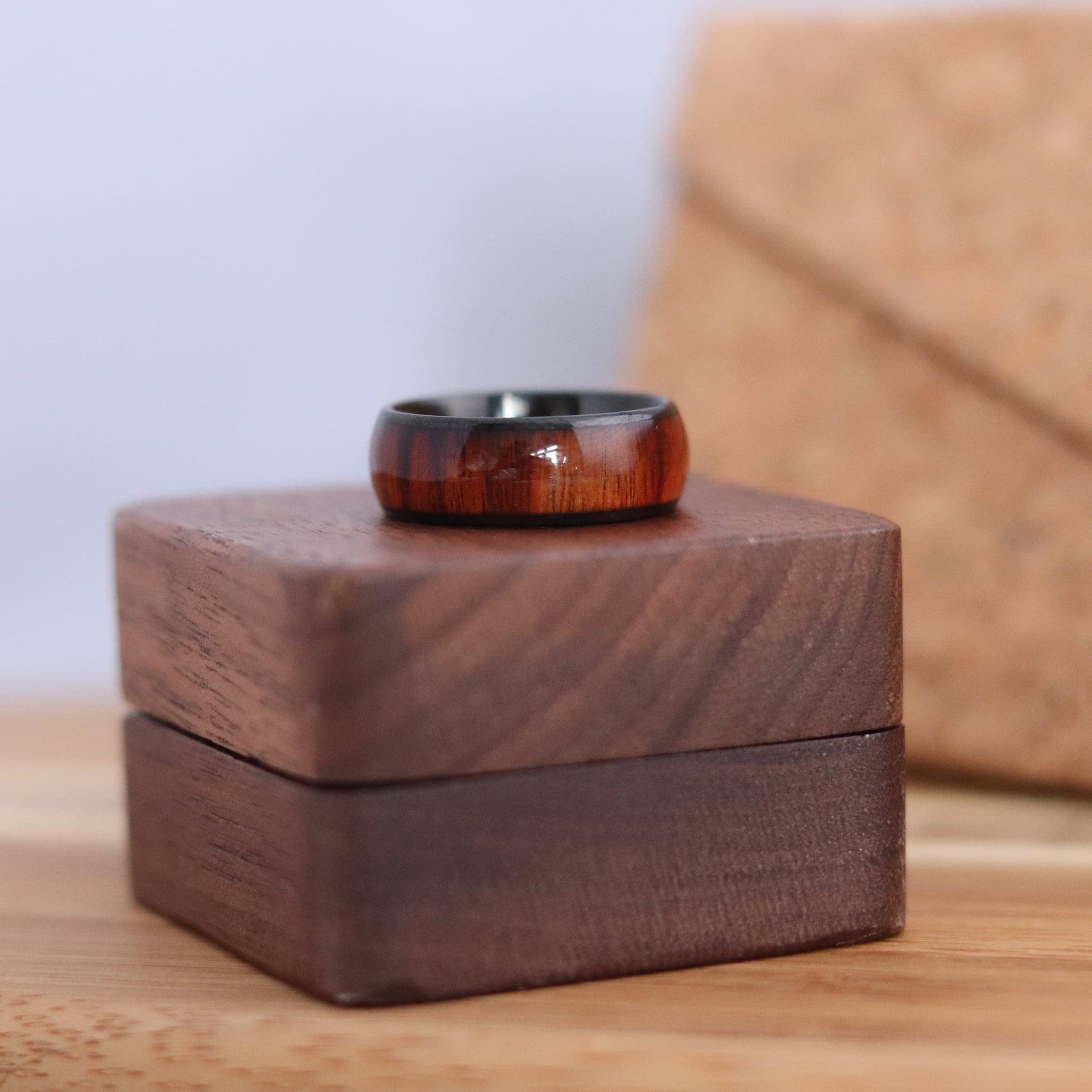 Meliaceae - Tungsten & Mahogany Ring Size 9
