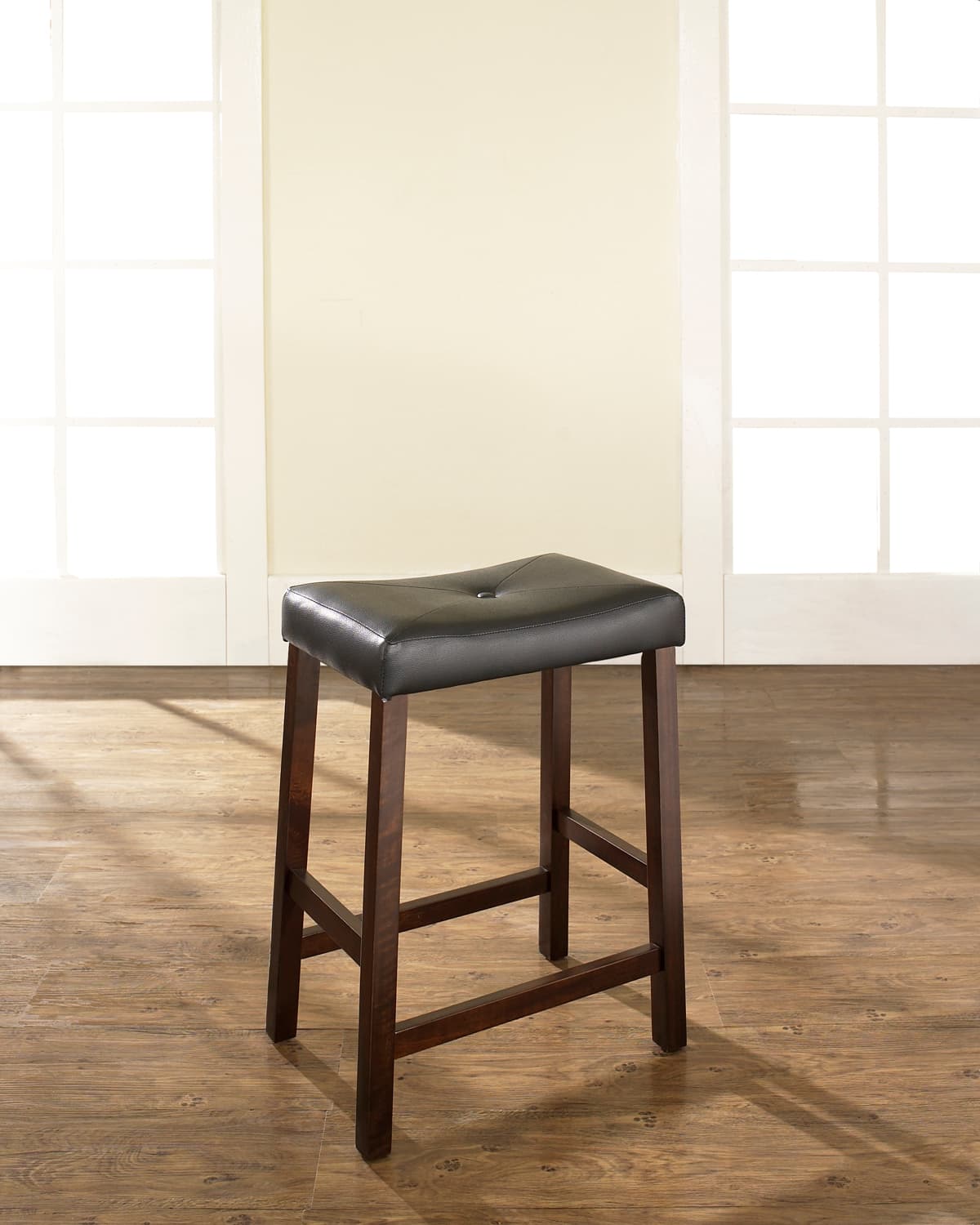 Upholstered Saddle Seat 2Pc Counter Height Bar Stool Set