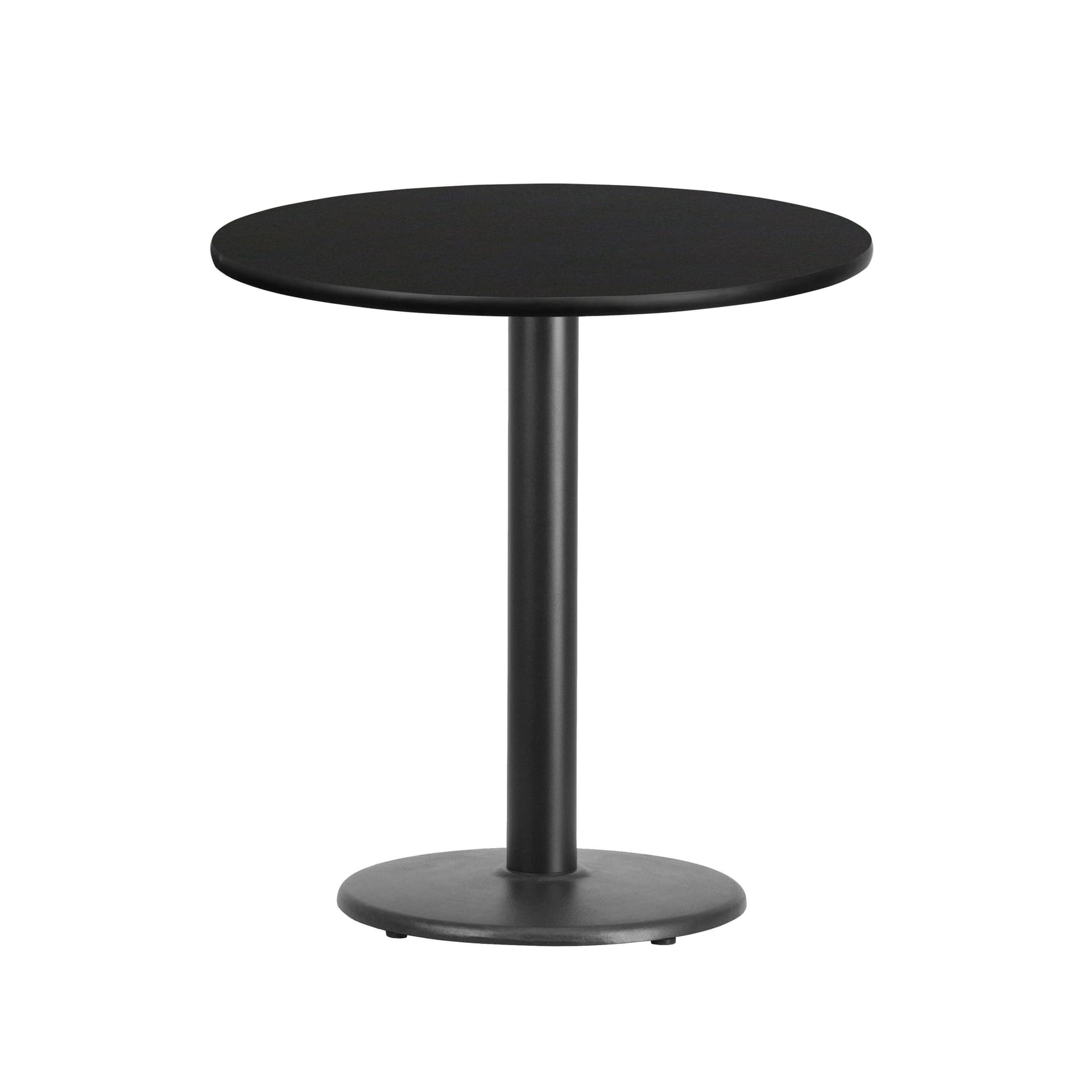 24" Round Black Laminate Table Top with 18" Round Table Height Base