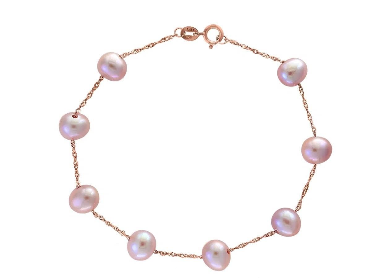 LALI Jewels 14K Rose Gold Natural Pink Fresh Water Pearl Bracelet