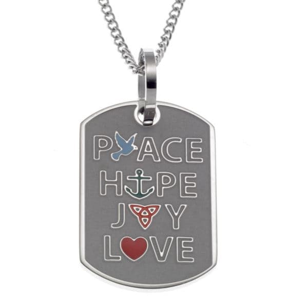 Joyful Sentiments Peace Hope Joy Love Pendant Necklace