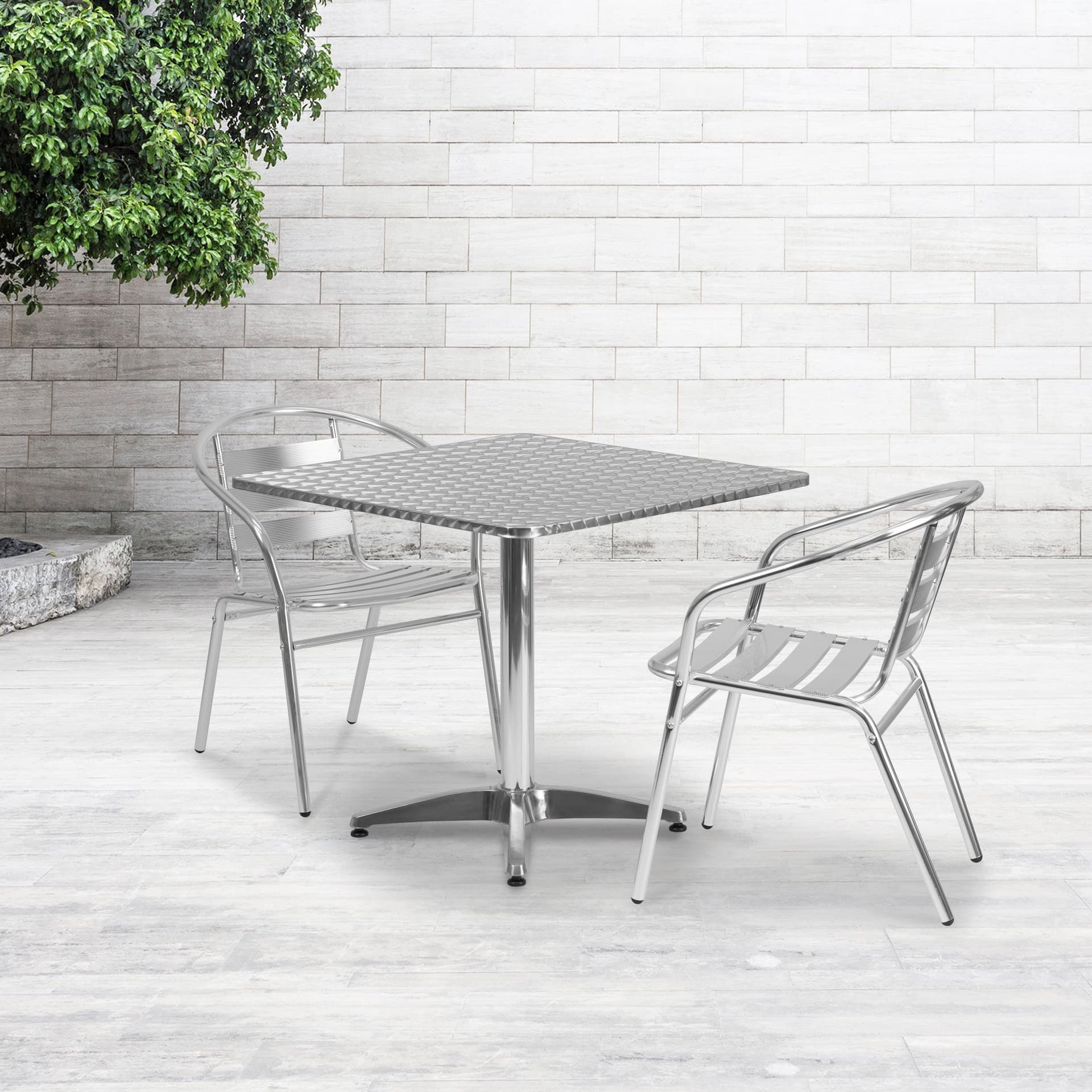 31.5" Square Aluminum Smooth Top Indoor-Outdoor Table with Base