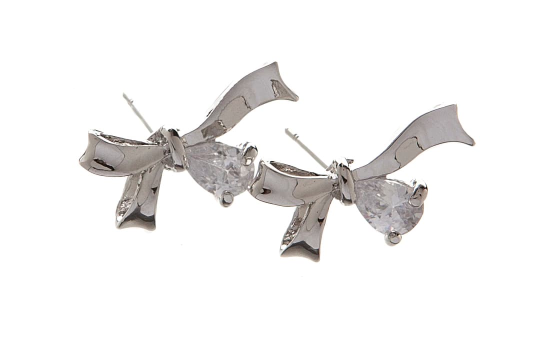 Crystal Bow Post Earrings