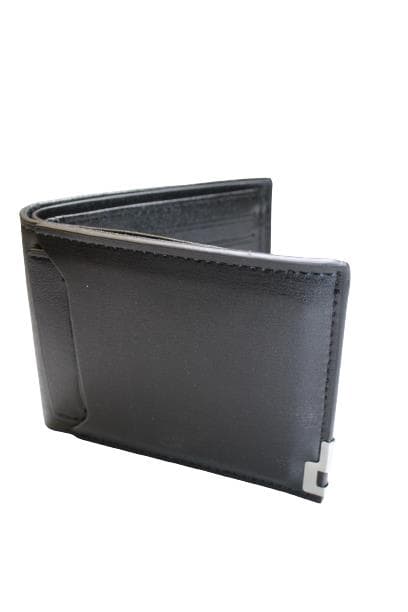 Men's Black Leather Bifold Passcase Wallet