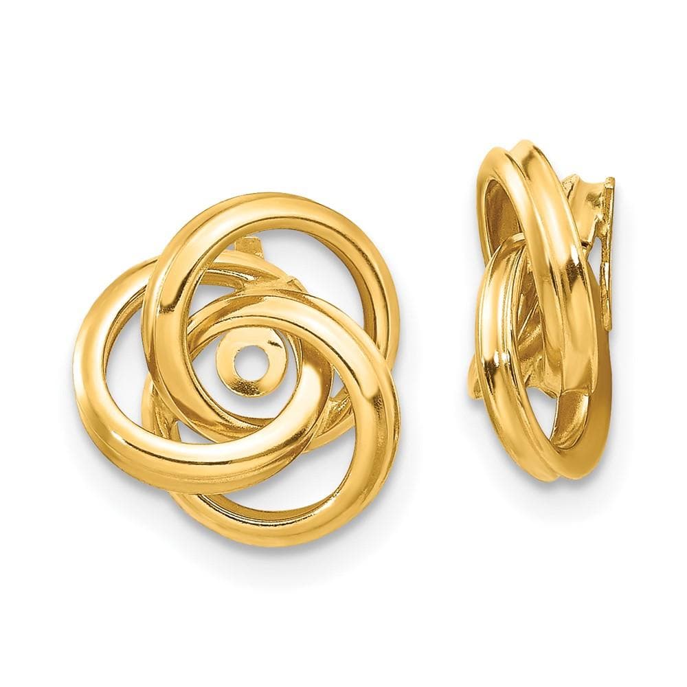 14k Yellow Polished Love Knot Earring Jackets