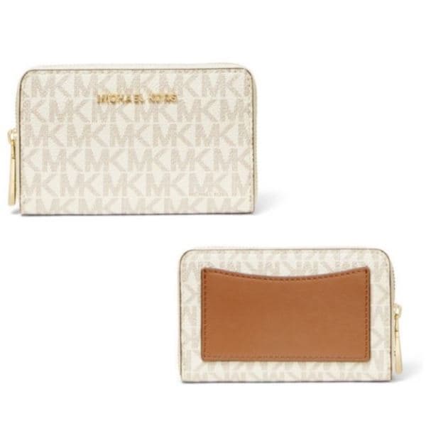 Small Logo and Leather Wallet - Vanilla/Acorn
