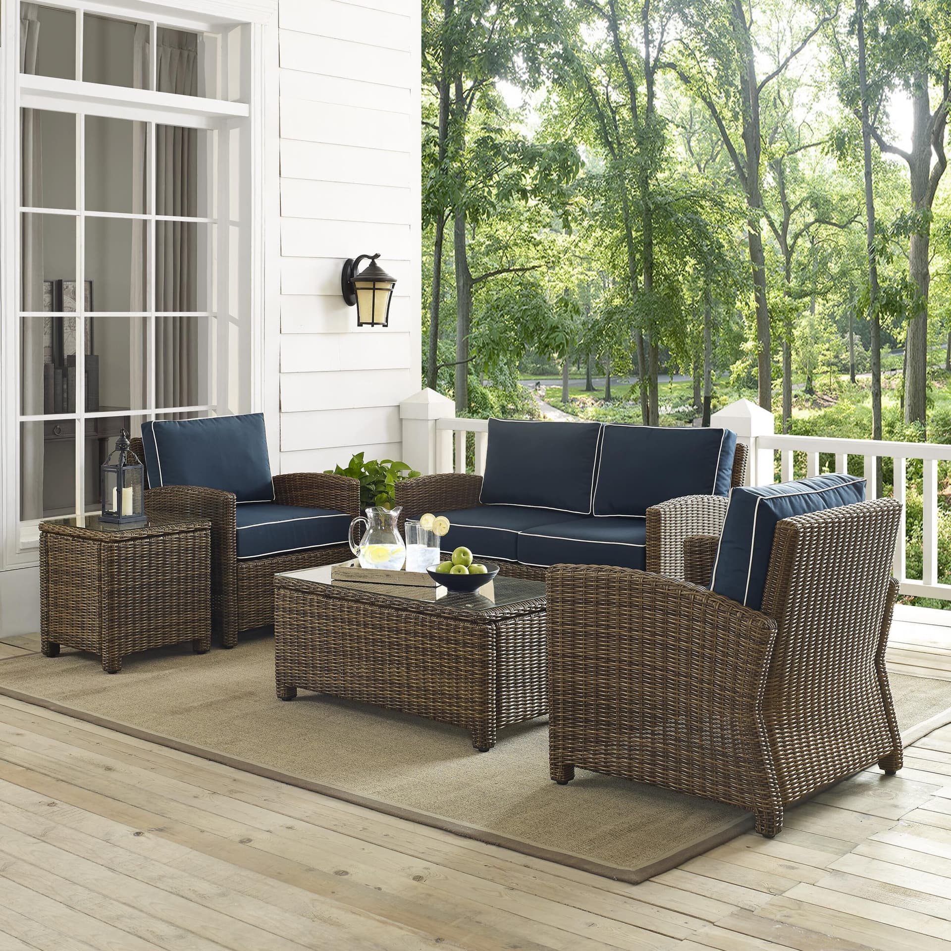 Bradenton 5Pc Wicker Outdoor Loveseat Patio Furniture Set