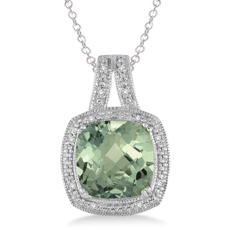 Green Amethyst & Diamond Necklace