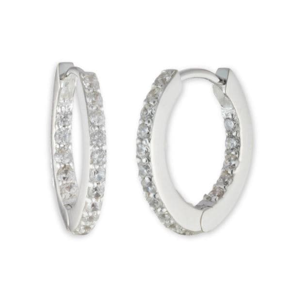 Sterling Silver Crystal Huggie Hoops