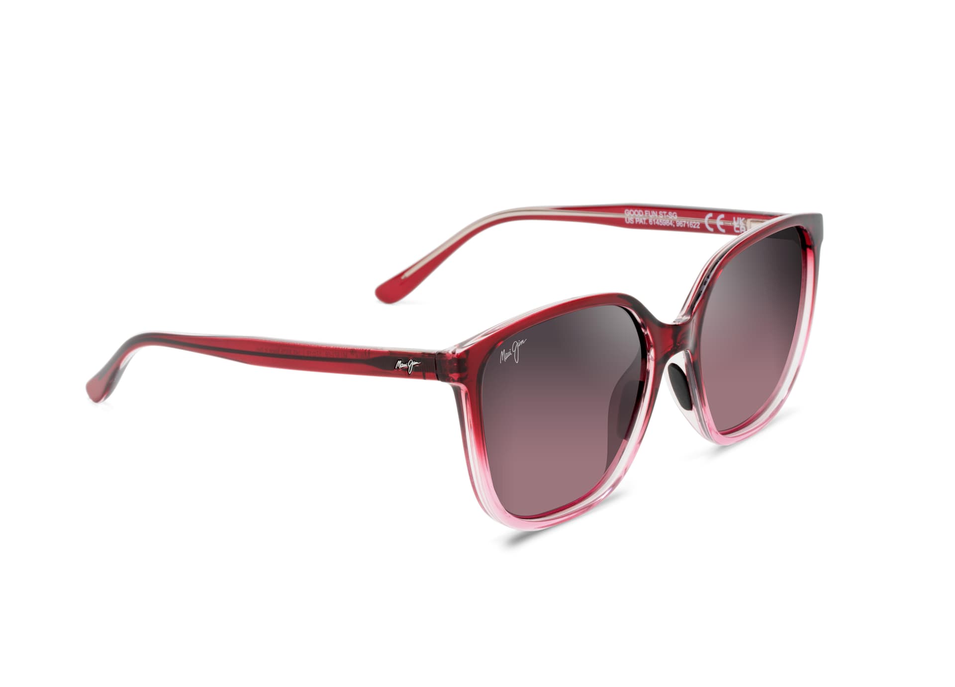 Good Fun Polarized Sunglasses Raspberry Fade Frame Maui Rose Lens