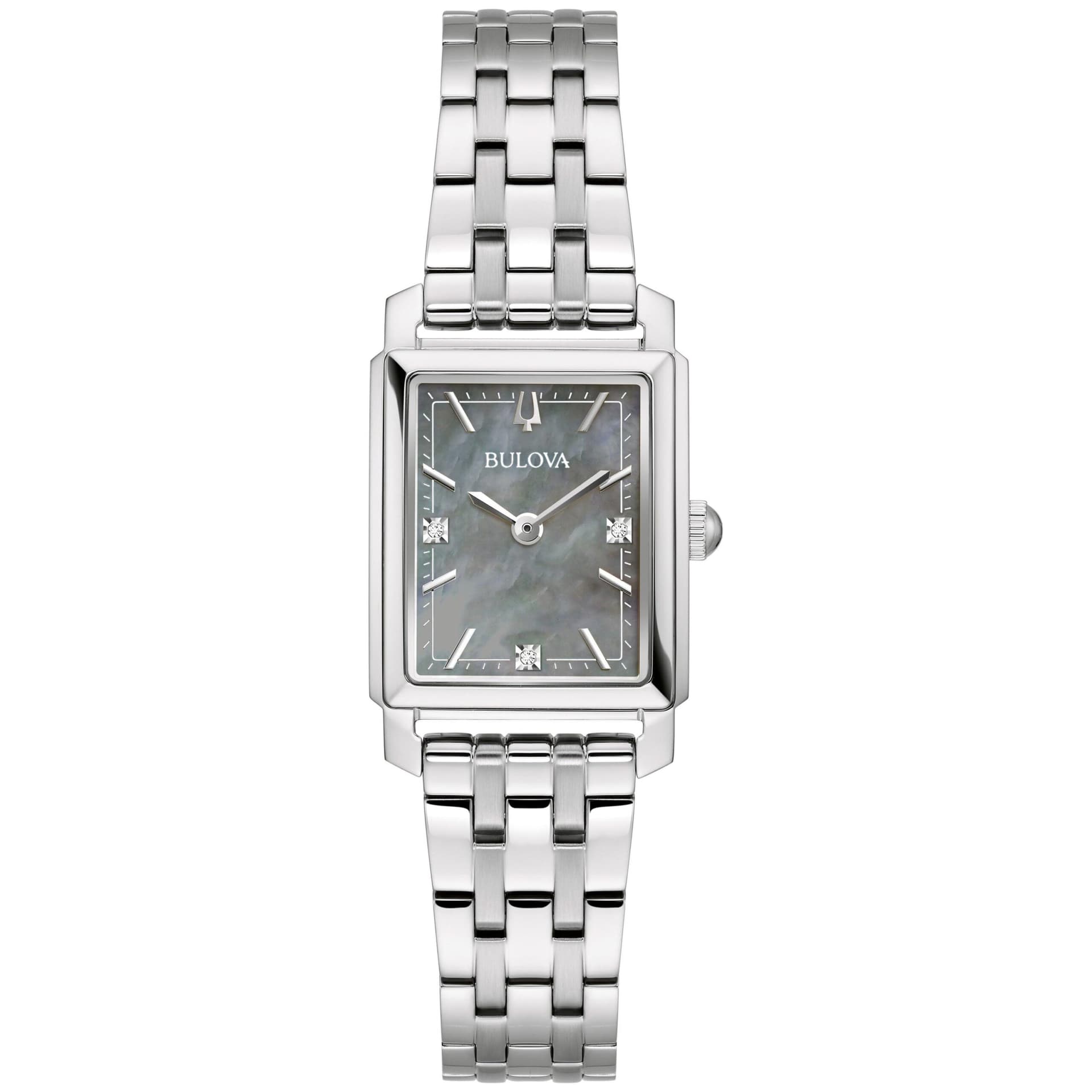 Ladies' Sutton Silver-Tone Stainless Steel Rectangle Watch Gray MOP Dial