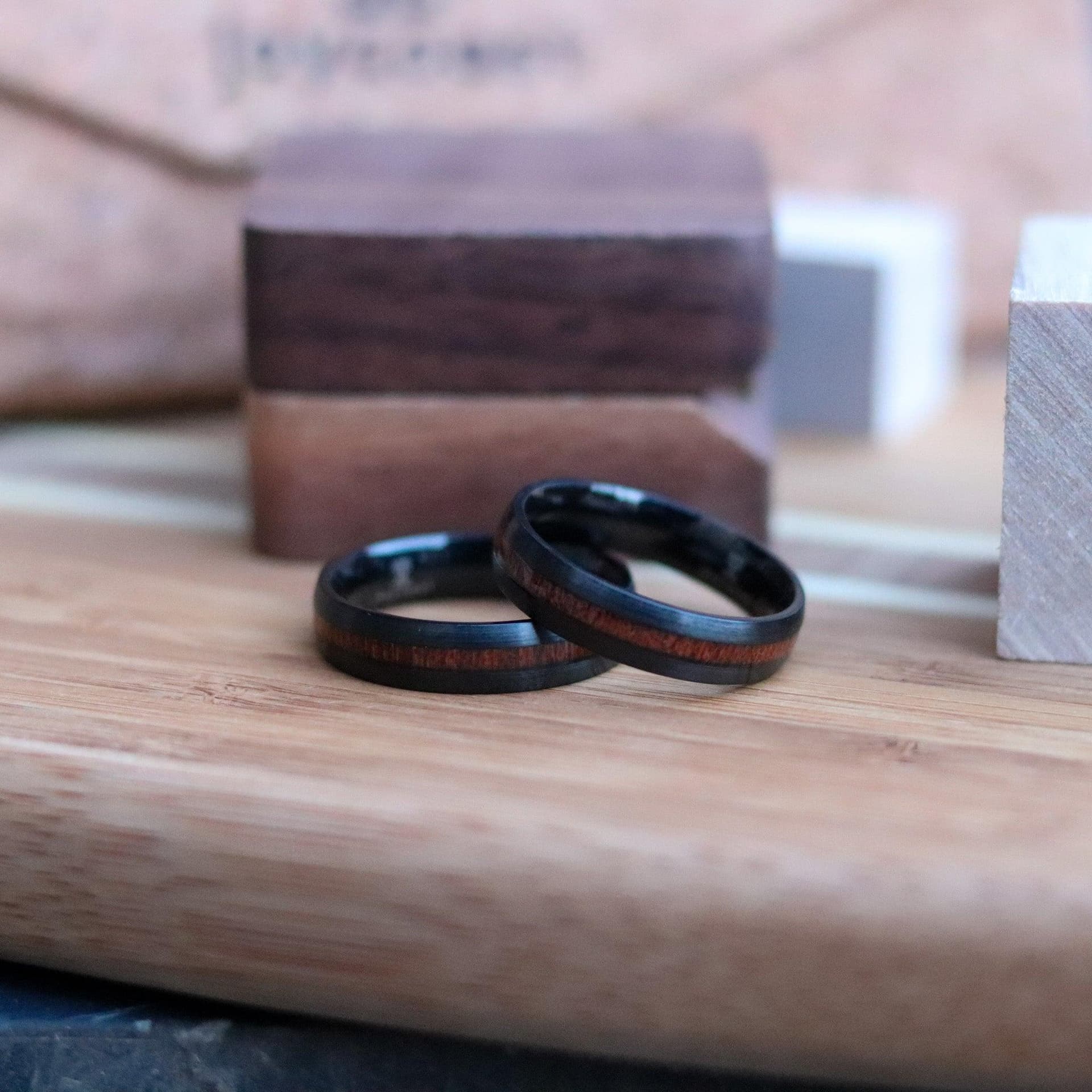 Ignito - Stainless Steel & Sapele Ring Size 7