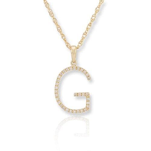 PARIKHS Diamond Initial Pendant Alphabet 'G' in 10K Yellow Gold 0.10 ct , IJK color - I3 clarity