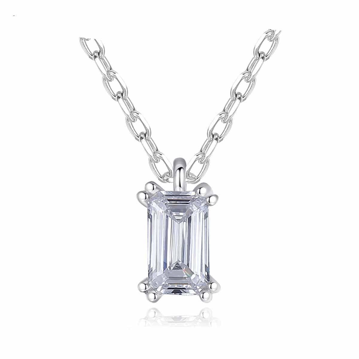 Latonia Cabella created Sterling Silver Delicate Rectangular Shaped AAA 1/3 CT. CZ Baguette Necklace