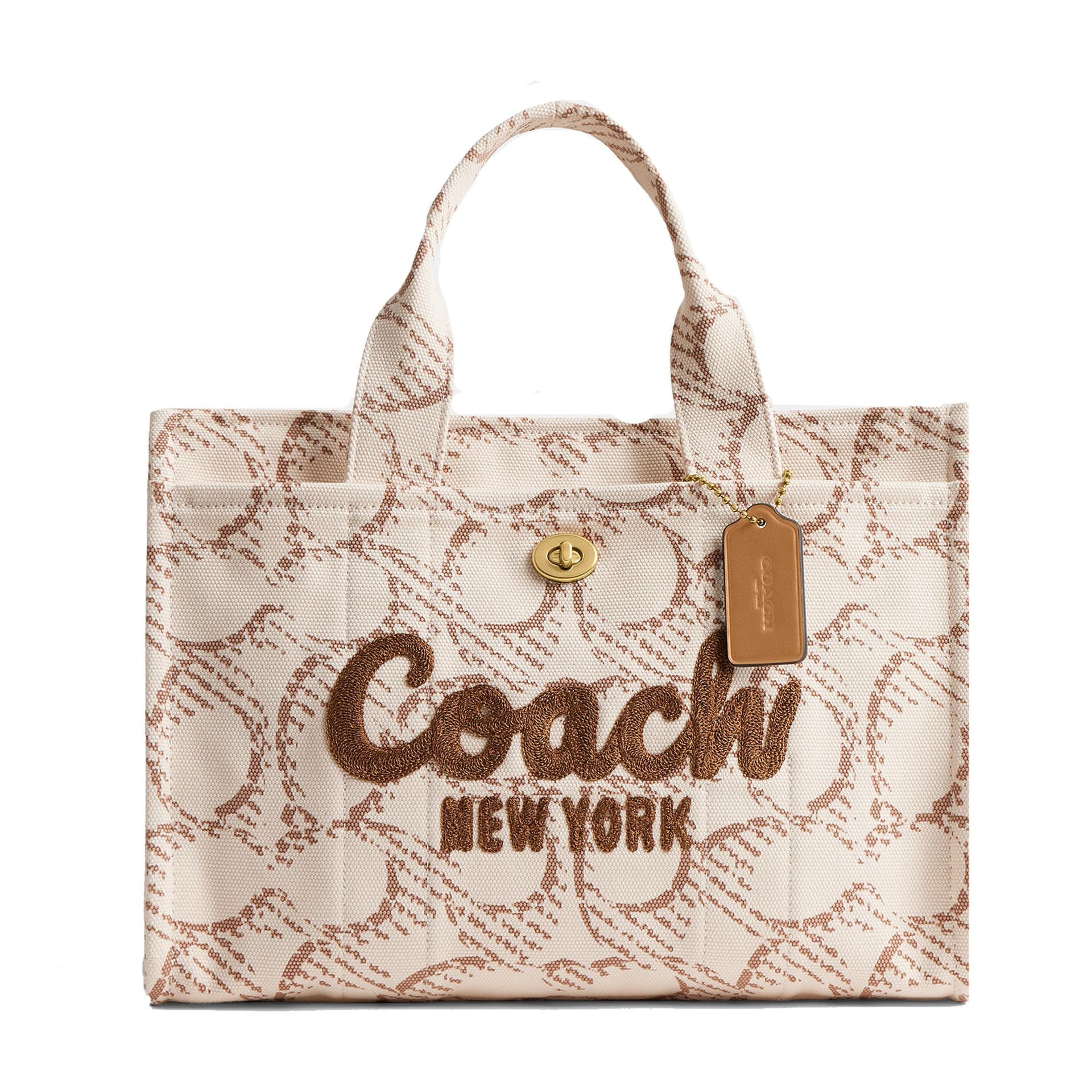 Maxi Signature Canvas Cargo Tote - Natural Multi/Brass