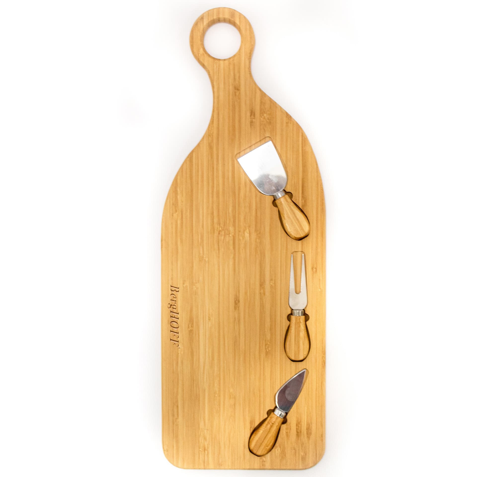 Bamboo 4pc Paddle Cheese Board Set, with 3 Tools, 22x7.9x1"
