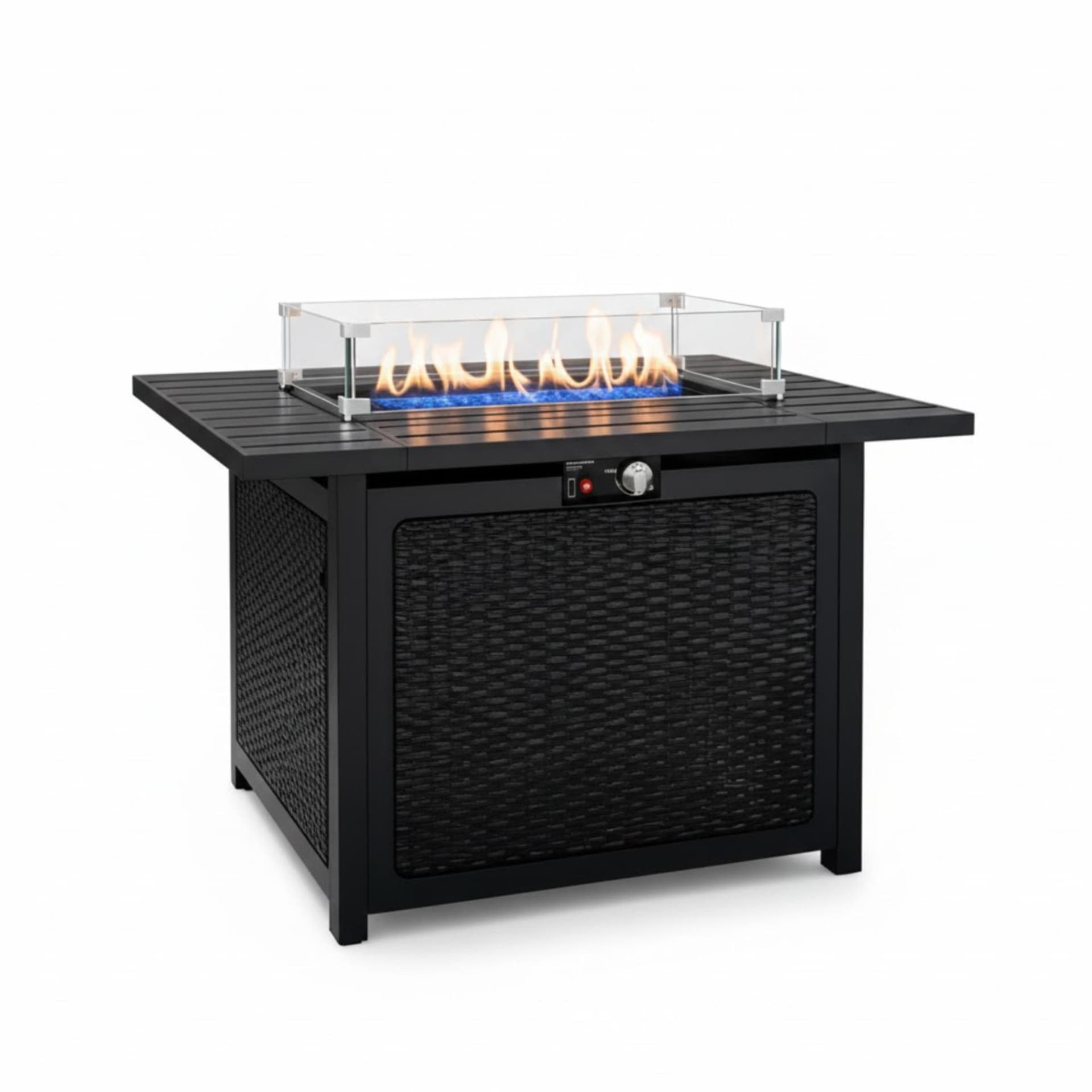 43-Inch 2-in-1 Gas Patio Fire Pit Table - Black w/Waterproof Cover