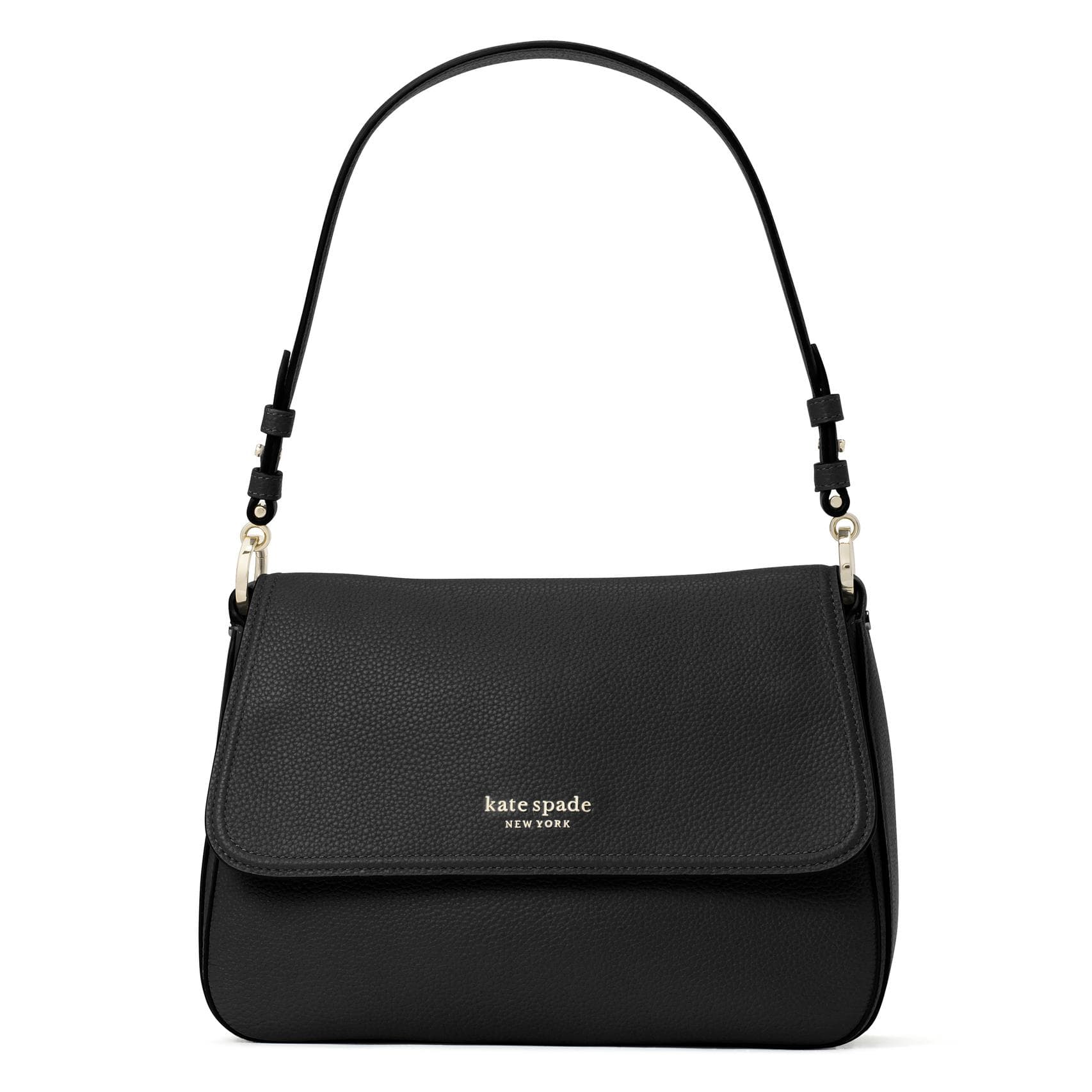 Hudson Medium Convertible Flap Shoulder Bag - Black
