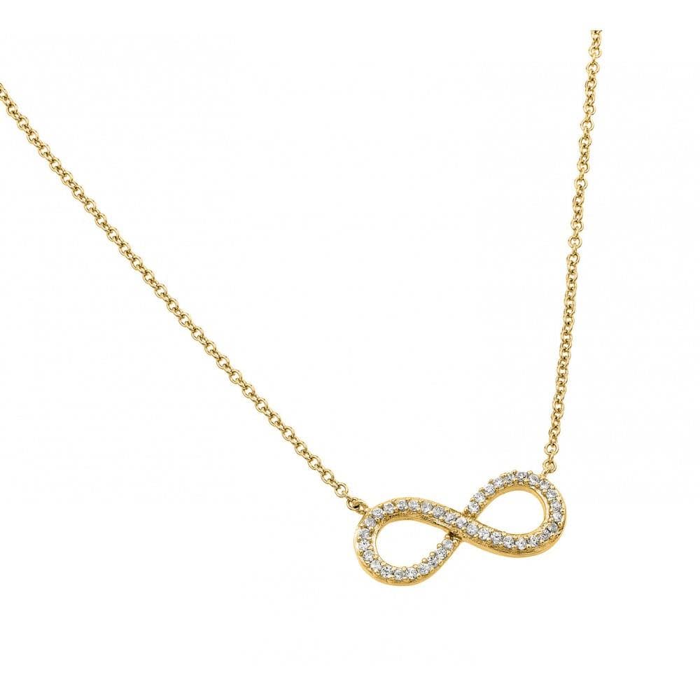 PARIKHS Gold Plated Clear CZ Infinity Pendant Necklace in 925 Sterling Silver