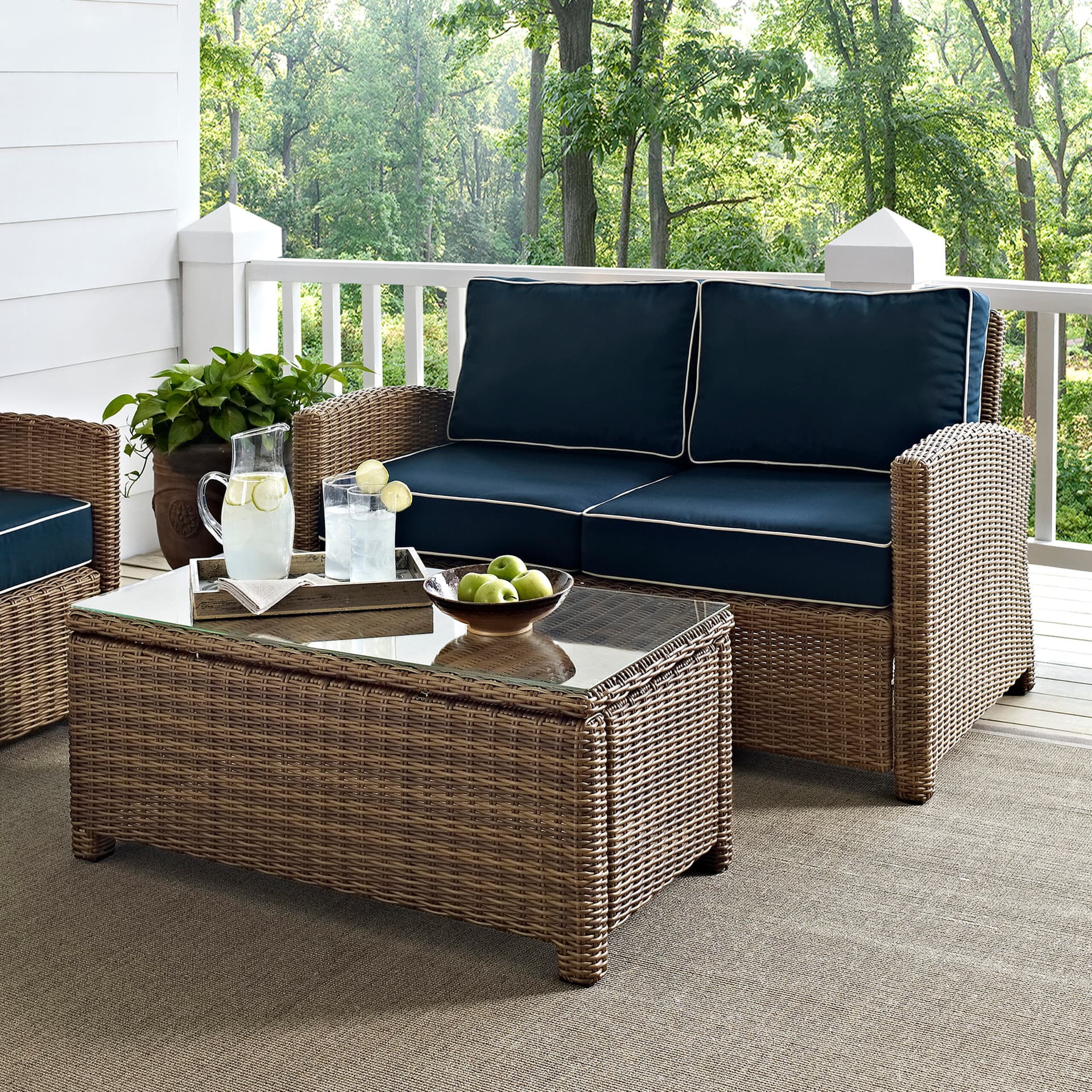 Bradenton 2Pc Wicker Outdoor Loveseat Patio Furniture Set