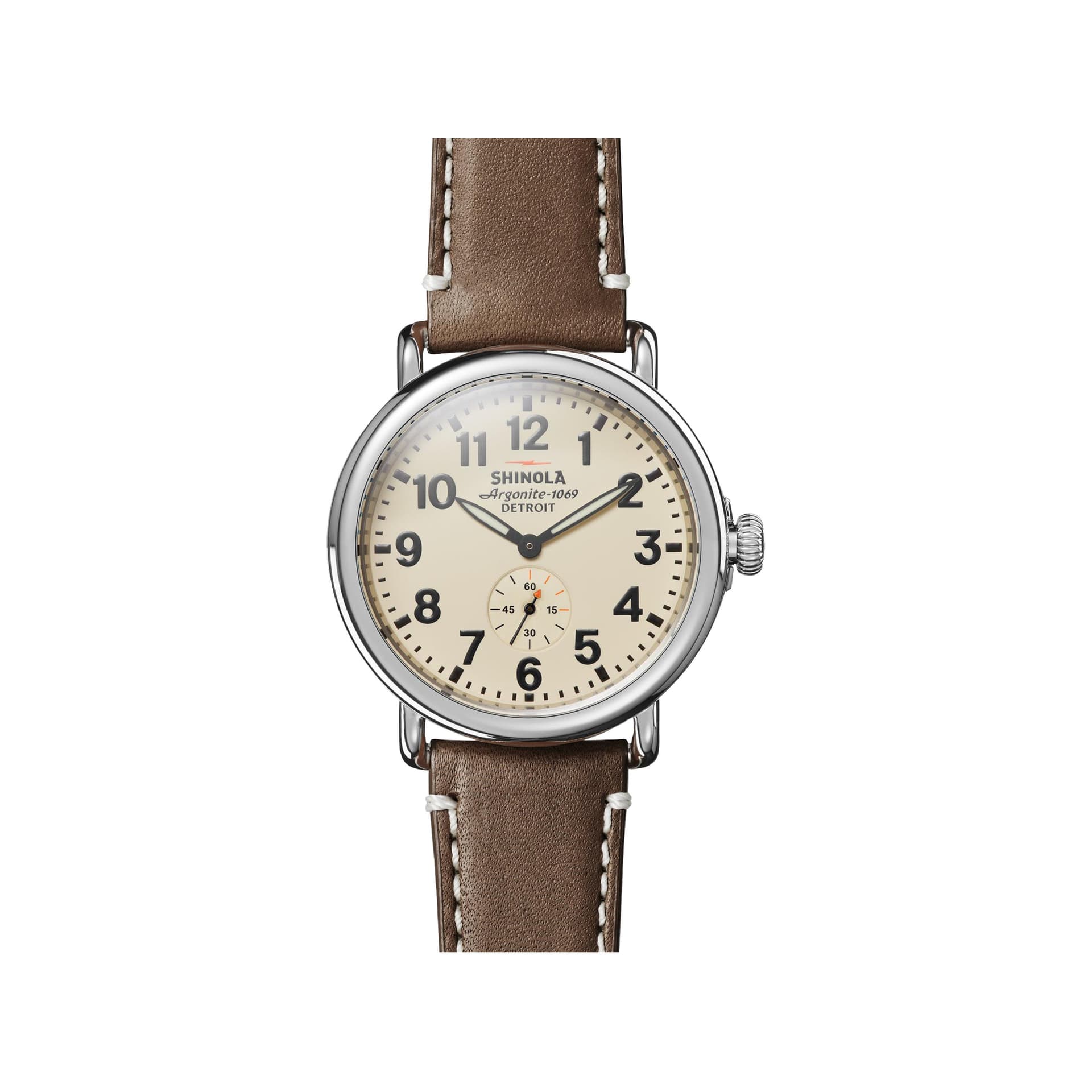The Runwell Leather Strap Watch - 41mm, Dark Nut Brown
