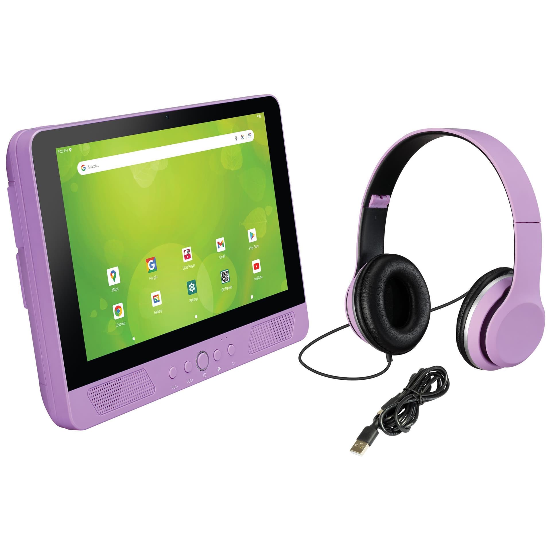 10" Android Tablet w/ Built-In DVD Player with Headphones- Light Purple