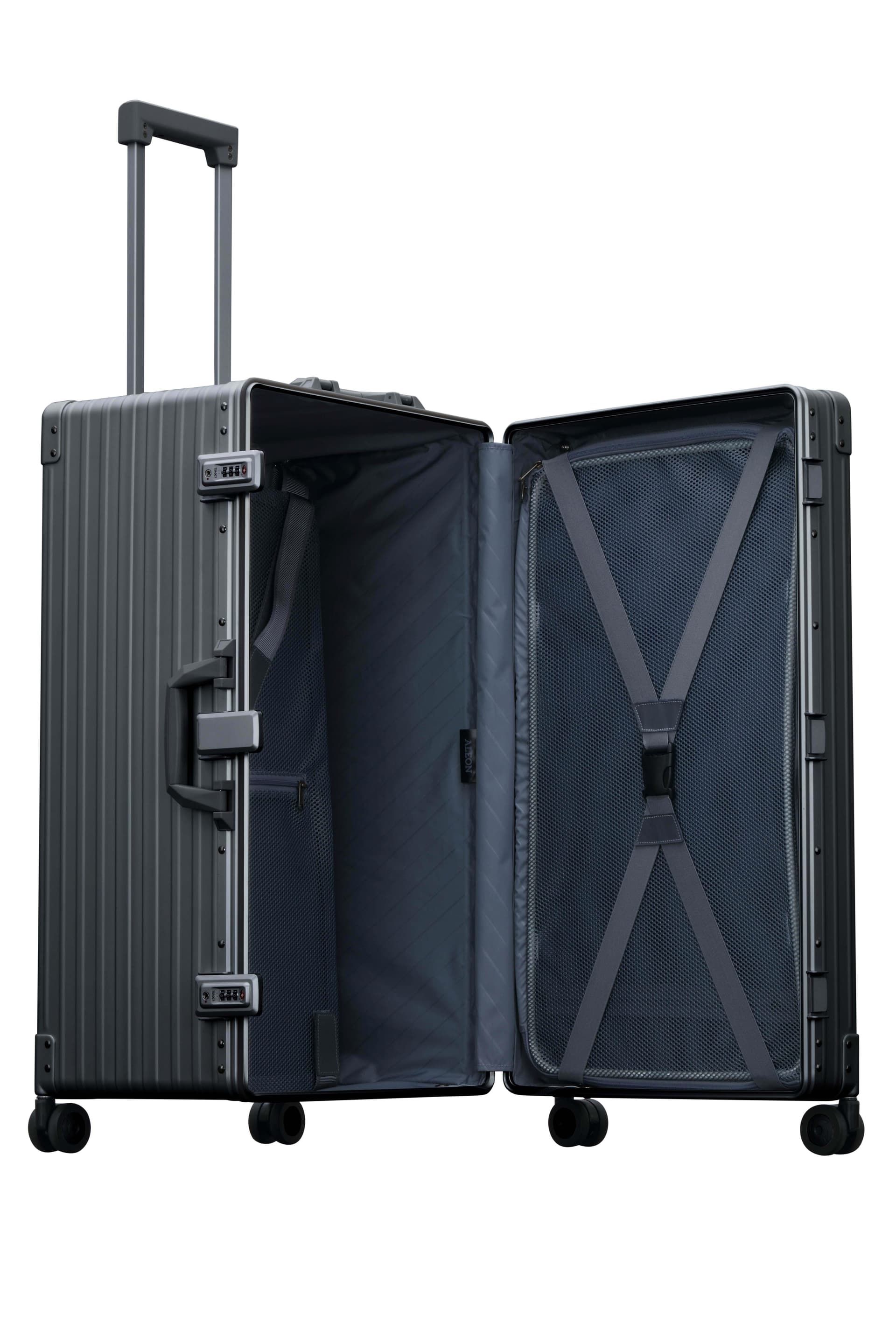 Aleon 30" International Trunk Aluminum Hardside Luggage (Onyx) Black