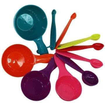 10 Piece Colorful Plastic Measuring Spoons with Ring Organizer