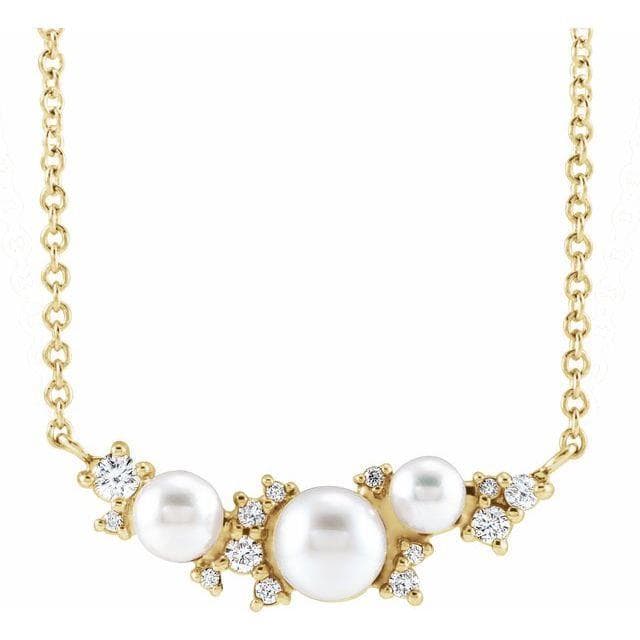 14K Y Pearl & .08 CTW Dia 18" NK