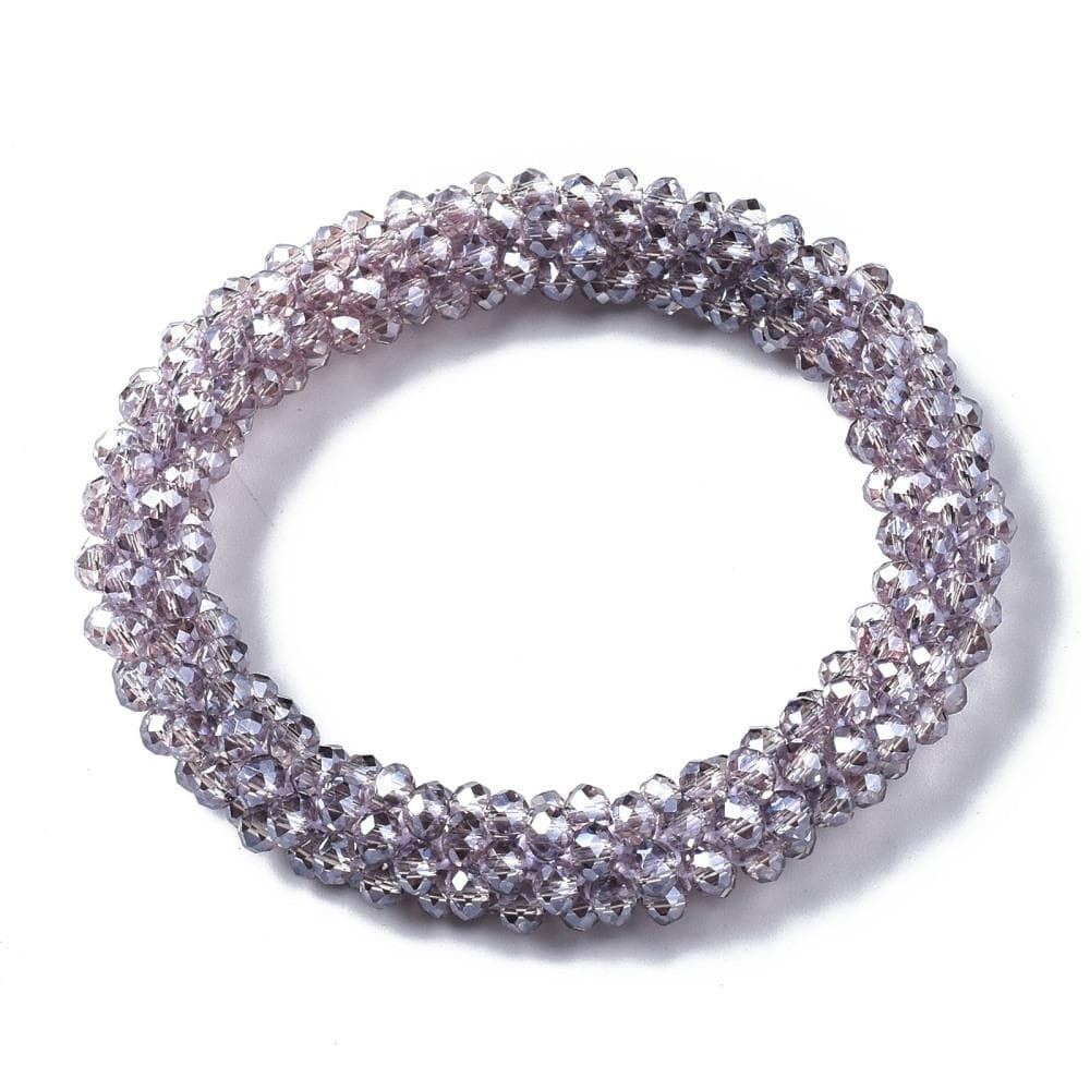 Light Purple Luster Faceted Glass Bead Stretch Bracelet