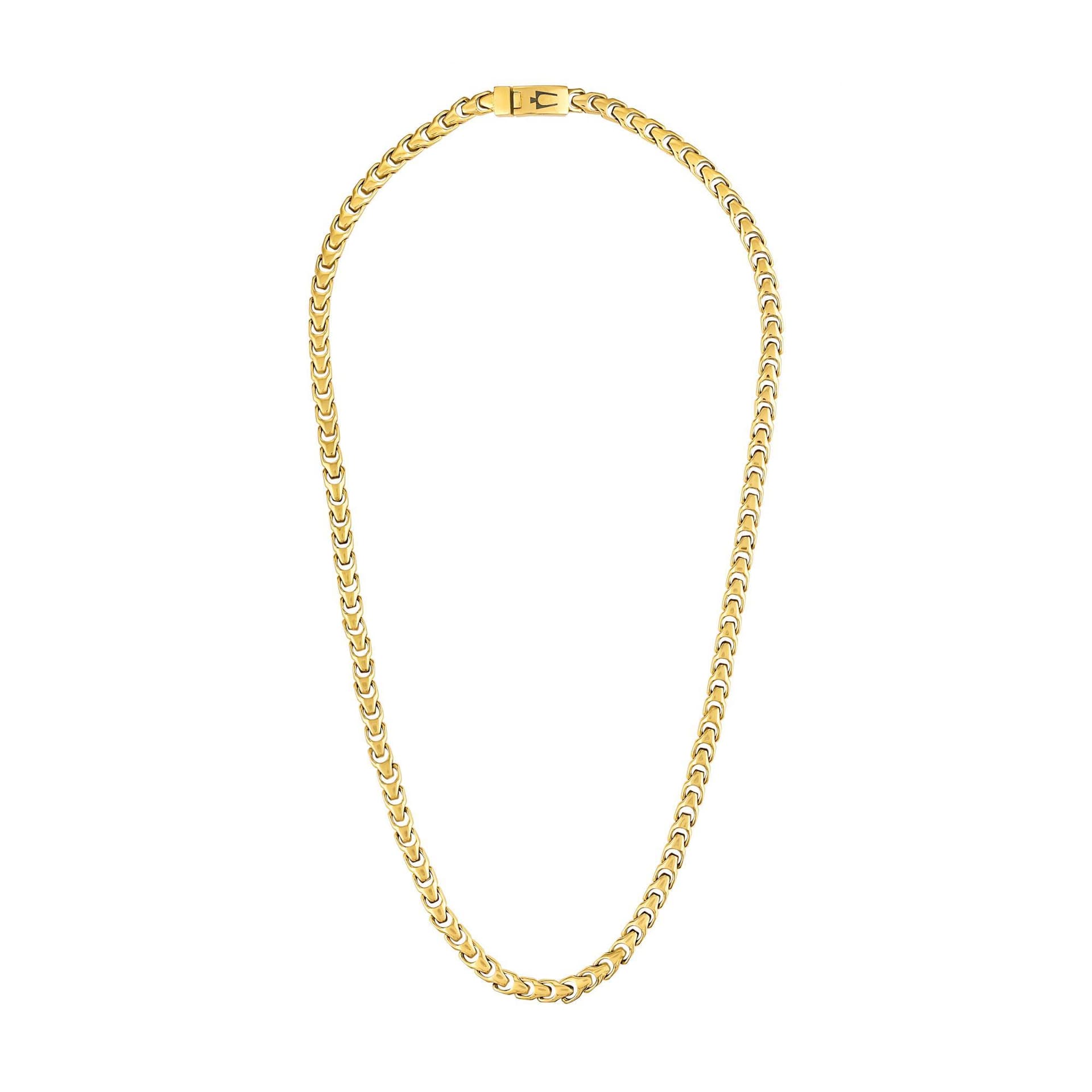 Bulova Link 8mm Polished Stainless Steel Necklace - 24" Gold-Tone